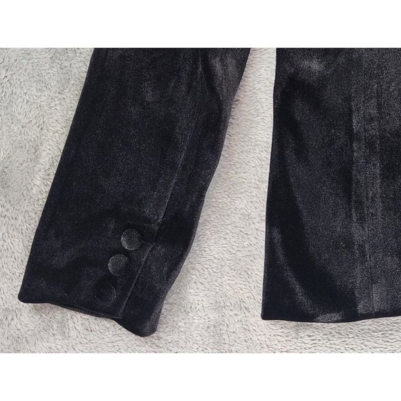 Colleen Lopez Jacket Womens Extra Small Black Velvet Floral Embroidered Blazer - Picture 10 of 12